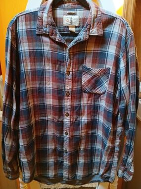GH Bass Earth Men's Plaid Button-Up Shirt - Blue & Brown